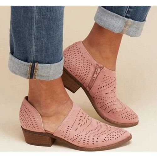 2021 Fashion Ankle Boots For Women Low Heel Boots Women Pointed Boots Hollow Out Spring Autumn Womens Shoes