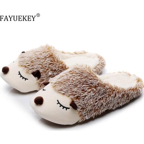FAYUEKEY 2020 Autumn Winter Cartoon Animals Home Cotton Plush Warm Slippers Women Indoor Floor Flat Shoes Girls Christmas Gift