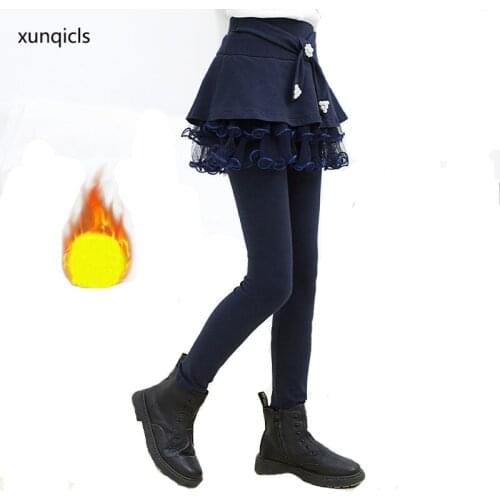 Autumn Winter Girls Pants Legging Children Warm skirt Trousers Kids Fleece Long Pants teenagers Girl Clothing Outwear