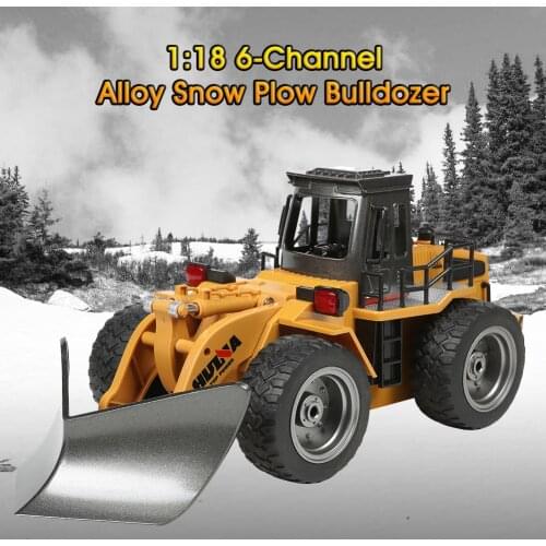 1:18 Diecast Snow Plow 2.4G RC Bulldozer 6-Channel 4WD Alloy Snow Sweeper Engineering Vehicle for children toy