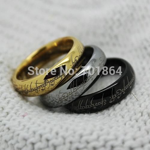 10pcs/lot Free Shipping US Size 5 to13 The Tungsten Carbide One Ring Width 6mm Gold / Silver Color / Black 3colors