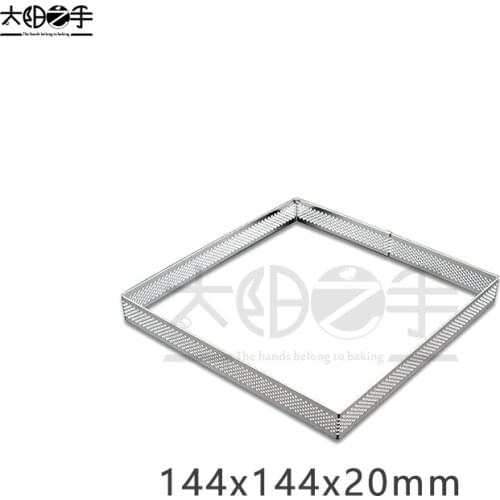 144x144x20mm Square Perforated Tart Ring 304 Stainless Steel Tart Ring Tartlet Mold Make Square Fruit Pie Egg Tart