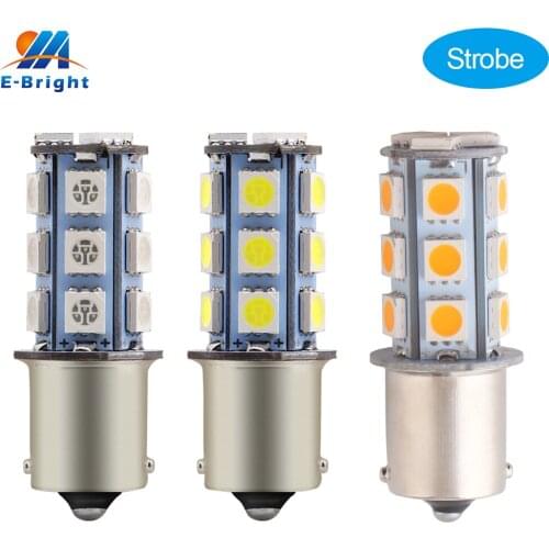 2-Pack 1156 1141 BA15S 7506 Strobe Function Light Bulbs 12V 5050 18 SMD 1073 3497 Led Turn Signal Lights White Blue Red Yellow
