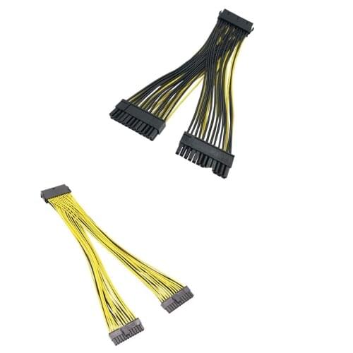 20+4Pin Dual PSU Power Supply Cable 24Pin ATX Motherboard Adapter Extension Cables 18AWG Line for Mining Miner