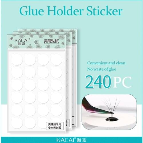 KACAI 240pcs disposable Eyelash glue holder Pallet Eyelash Extension glue pads stand on eyelash jade stone small size 2.4cm