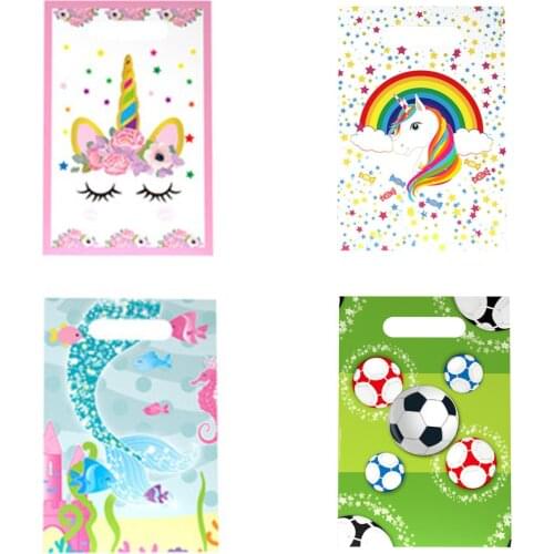 6Pcs/lot New Style Loot Bag Gift Bag Little Boy Girl Baby Happy Birthday Party Decorations Cartoon Kids Mermaid Party Supplies