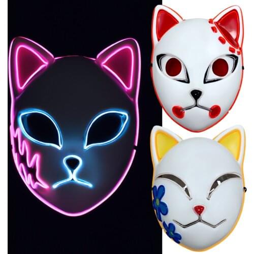 Anime Demon Slayer LED Mask Cosplay Sabito Kamado Makomo Cute Masks Halloween Party Costume Props