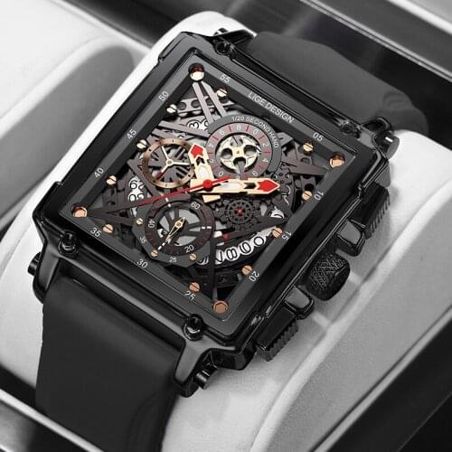 2021 New Men Watches LIGE Top Brand Luxury Waterproof Quartz Square Watch For Men Date Sport Hollow Clock Male Relogio Masculino