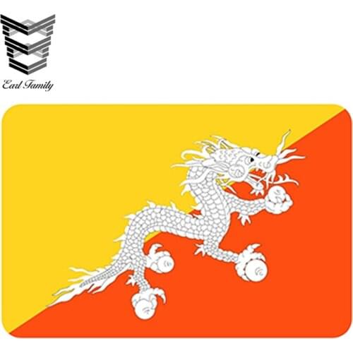 EARLFAMILY 13cm x 9.1cm Car Styling STICKER BHUTAN Flag Bumper Decal Car Fridge Tablet Door Bike Book Skateboard Car Sticker