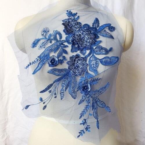 GLace 1pcs/lot Handmade flower beaded jewelry flower lace applique decorative childrens skirt accessories TX1308