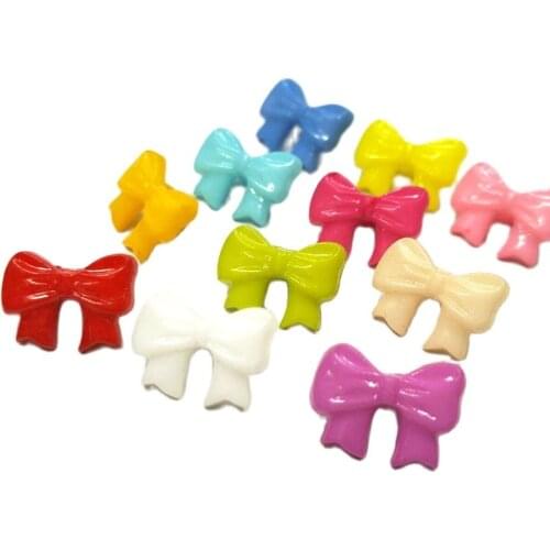 HL 14x9mm 50/100/200PCS Mix Colors Bowknot Shank Plastic Buttons Kids Apparel Sewing Sccessories DIY Crafts