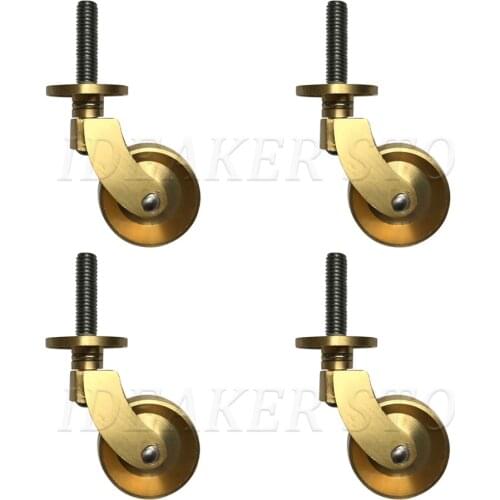 Antique Casters Wheels Vintage Brass Wheels, M8 Screw Mounting, for Office Chairs Sofa Table Cabinet Furniture