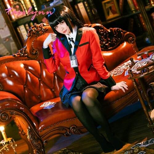 Anime Cosplay Kakegurui Cosplay Costume Jabami Yumeko Cosplay for Women Coat Wig Shoes Halloween Costume for Women Carnival