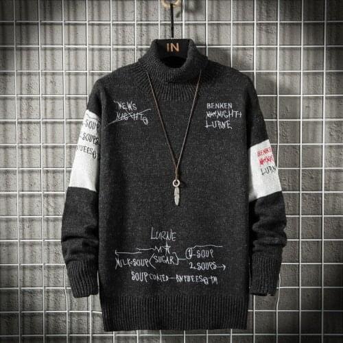 Fashion Knitted Pullover Jumper Sweaters Streetwear Casual Hip Hop Long Sleeve Knitwear Sweater Men Spring Autumn Rock Tops Male