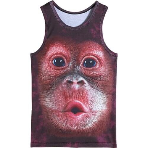 Mens animal gorilla monkey printed 3D Tank Tops Exercise Sleeveless tops for boys bodybuilding clothing exercise undershirt vest