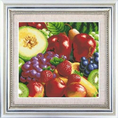 Cross Stitch Kit 11CT Printed cloth Chinese Embroidery Material bag Fruit home Decoration Painting