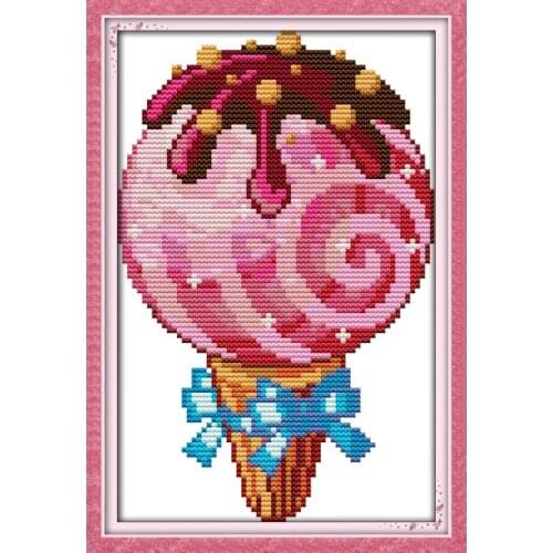 Joy Sunday Ice Cream Counted Cross Stitch Kits 11&14CT Printed Cross Stitch Kit DIY Needlework for Home Decor Handmade Gift