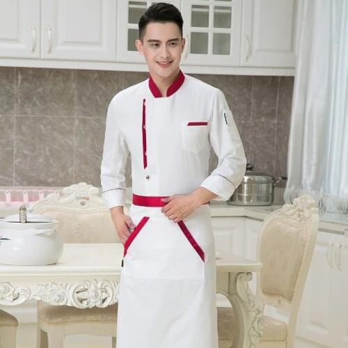 Chef Wear Uniform Long Sleeve Male Female Chef Uniform Hotel Canteen Cake Bakers Clothing Kitchen Clothing Plus Size B-5569