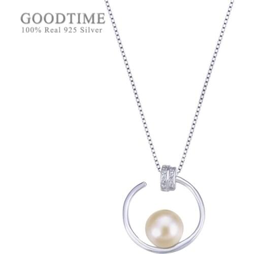 Fashion Women Pure 925 Sterling Silver Necklace Freshwater Pearl Pendant Zircon Clavicle Necklace Birthday Gift For Girl