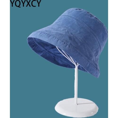 YQYXCY Bucket Hat Spring Summer Women Fisherman Cap Sunscreen Gorro Bob Solid Color Casual