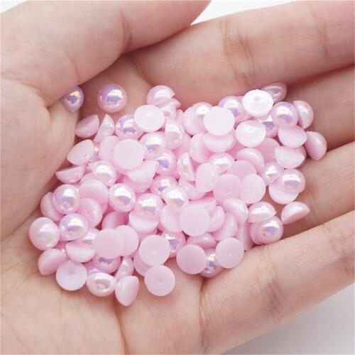 1000/500pcs 2-5mm and Mixed Size Pale Pink AB Glue on ABS Imitation Half Round Pearls Resin Flatback Beads For Jewelry Making
