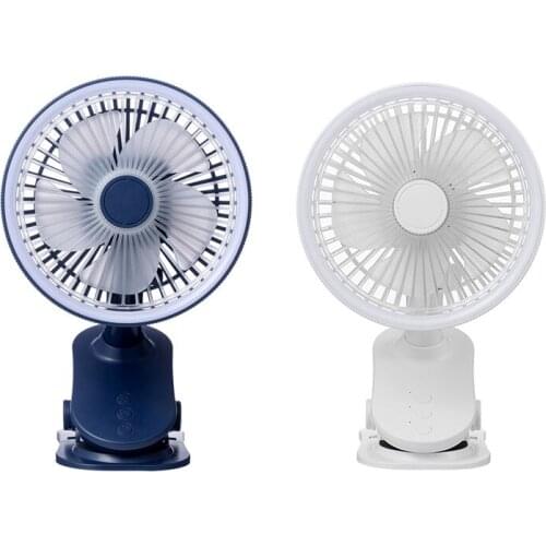 Portable USB Table Fan Clip-On Type Rechargeable Mini Desk Fan 360 Degree Rotation Adjustable Clip-On Fan