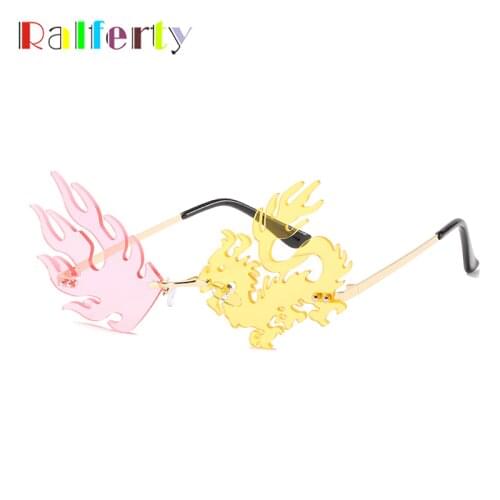 Ralferty 2021 Trend Womens Sunglasses Decorative Glasses Steampunk Gothic Designer Fire Dragon Festival Party Eyewear Y1621