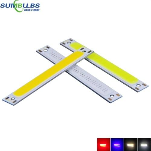 Sumbulbs 60x8mm 1W 3W Red Blue Cold Warm White COB Strip LED light Source Bar Lamp DIY Car Work Bicycle LED COB Lights DC 3-4V