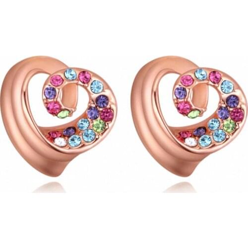 TRACYSWING Brand Real Austrian Crystals Fashion Heart trendy Dangle Earrings For Women Gift White Gold Color #TW131743