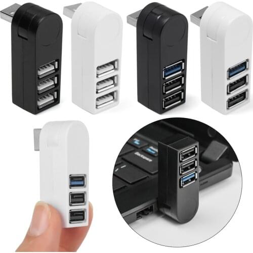Universal Mini Rotatable 3 Port USB 3.0 Hub High Speed Data Transfer Splitter Box Adapter USB Expander For PC Laptop MacBook Pro