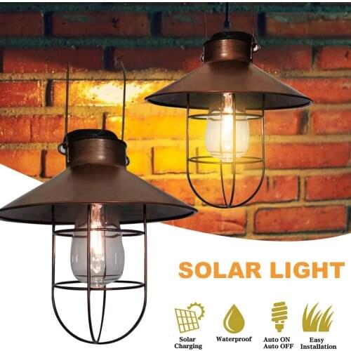 Retro Lantern Shape Solar Lantern Waterproof Intelligent Light Control Solar Decoration Light For Courtyards Roadsides Trees