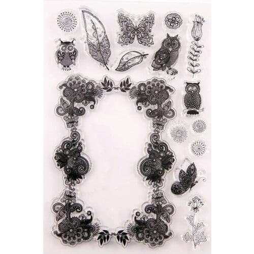 YINISE Silicone Clear Stamps DIES For Scrapbooking STENSICLS LACE OWLDIY PAPER Album Cards MAKING Craft Transparent RUBBER Stamp
