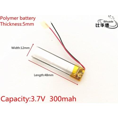 1pcs 3.7V 300mAh 501248 Lithium Polymer Li-Po li ion Rechargeable Battery cells For Mp3 MP4 MP5 GPS PSP mobile bluetooth
