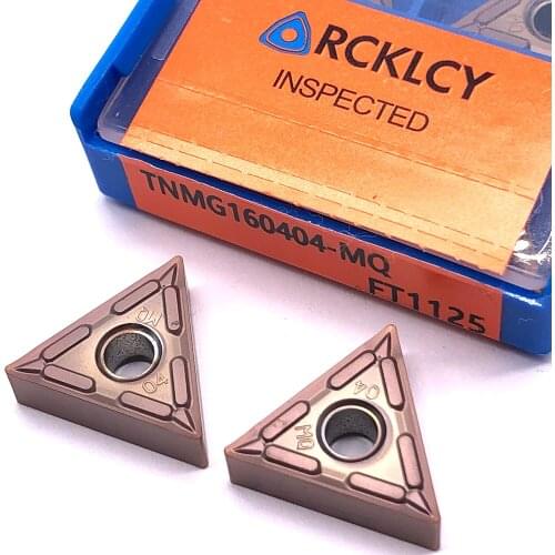 10pcs RCKLCY TNMG160404 MQ FT1125 Carbide Inserts Turning Knife Blade CNC Lathe Metal Plate Cutting Tool for stainless steel