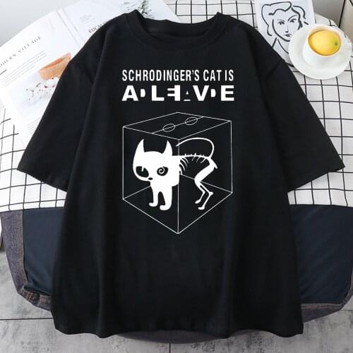 2021 Summer Fashion Casual T Shirt Theory Schrodingers Cat mens T-shirts Pattern Streetwear Hip Hop Brand Top Tee