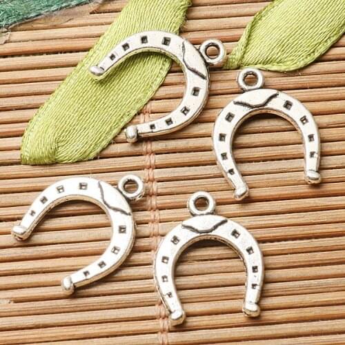 30pcs dark silver color 2sided U shaped horse shoe design charms EF2819