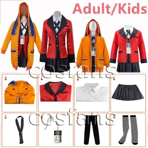 8pcs Kids Anime Jabami Yumeko Cosplay Costume Japanese JK Uniform Girls Halloween Party Yumeko Jabami Cosplay Costumes
