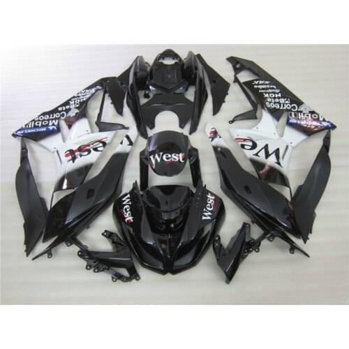 Free customize Fairing kits for Kawasaki ZX 6R 2009 2010 2011 2012 NINJA zx6r 09-12 white black West ABS fairings set PA2