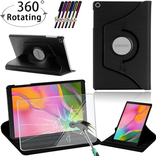 For Samsung Galaxy Tab A 10.1 T510 T515 /Galaxy Tab S6 Lite 10.4"P610 P615 Anti-fall 360 Rotating Tablet Case+Tempered Film