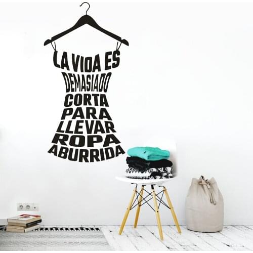 Spanish Quote Wall Stickers Home Decortaion Laundry Room Clothes Rack Vinyl Wall Decal Sewing Shop Window Art Wall Decor Y958
