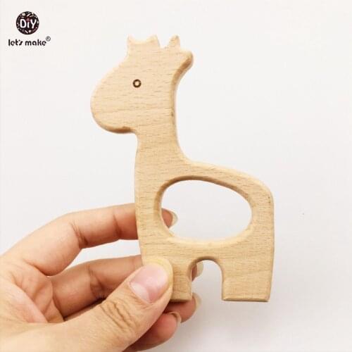 Lets Make Wooden Giraffe 10pc Big Size Unfinished Beechwood Pendent Handmade DIY Accessory Teething Wood Teether toy Charms