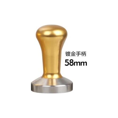 FeiC (Gold-plated Handle 58mm)Generic Stainless Steel Coffee Tamper Barista Espresso Tamper Base Coffee Bean Press