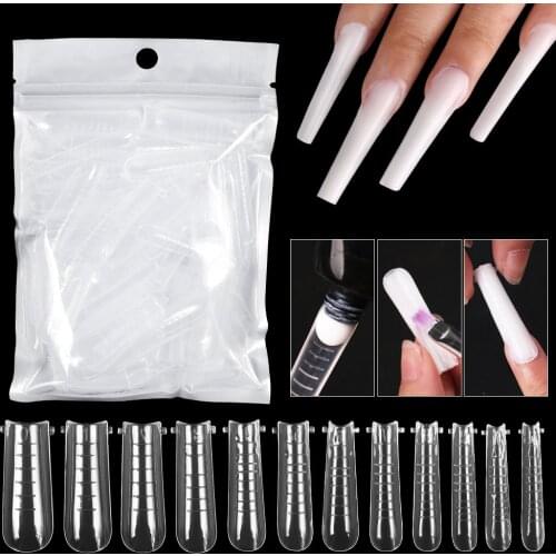 120pcs/pack Dual System Nail Forms Poly UV Gel Finger Extension Artificial Manicure Mold Tools