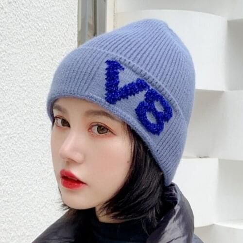 Guodong004 New Unisex man thick knitted beanies skullies for women Winter warm embroidery Ski hats bonnet gorras