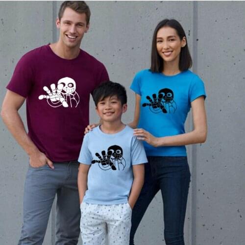 Cotton Family t-shirts Printing Undertale SANS Kids/Men/Women Summer Casual Tops Unisex Solid Top Tees Lover shirts Short Sleeve