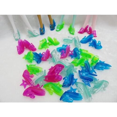 Wholesale Swan Design Toy Shoes For Monster Dolls Multicolor Transparent High Heel Sandles Monster Doll Shoes NEW 30Pairs/lot