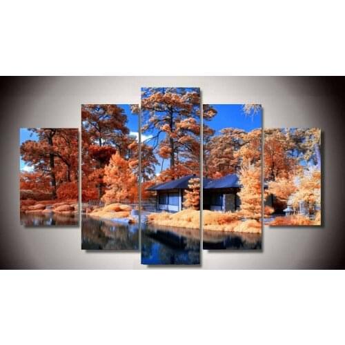 Unframed Printed Natural Autumn Scenery 5 Pieces/Set Picture Painting Wall Art Room Decor Poster Canvas Free Shipping