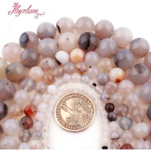 Natural Round Pattern Agates Beads Stone Beads Smooth For Jewelry Making DIY Necklace Bracelets Loose Strand 15" 6/8/10/12mm