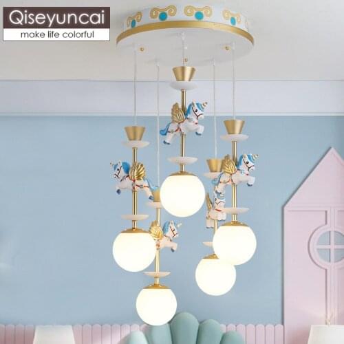 Childrens room chandelier boy girl princess bedroom lamp Nordic Pegasus creative cartoon eye lamp