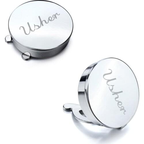 HAWSON Imitation Rhodium Plated Laser Letter Button Cover Cufflinks for Men - Best Choice for Weddling Valentines Day